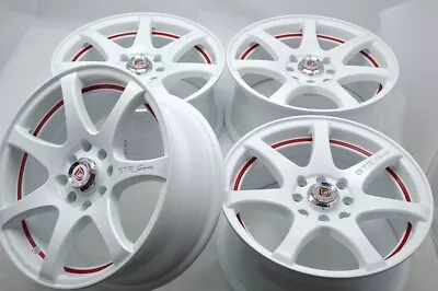 4 New DDR ZK15 15x6.5 4x100/114.3 35mm White/Red Undercut Wheels Rims • $599