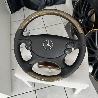 Mercedes-Benz Wooden Leather Steering Wheel Bird Eyes Maple E63 AMG W211 S211 E500 Paddles • $1492.73