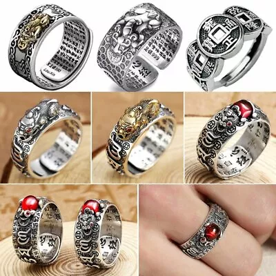 Attract Wealth Good Luck Feng Shui Pixiu Ring Open Finger Ring Adjustable Gift • $1.94