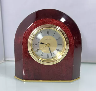 Vintage Linden Quartz Teak Wood & Gold/Silver Small Mantel / Desk Clock *TESTED* • $35.87