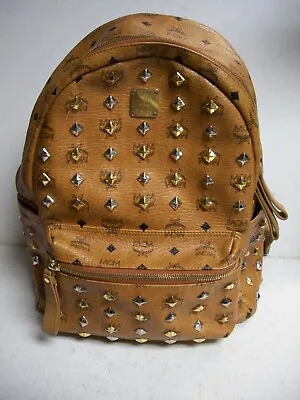 MCM Stark Side Studded Backpack Color Cognac Leather • $500