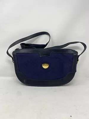 Authentic Vintage Gucci Designer Monogram Navy Blue Canvas Purse 12x8 RARE • $900