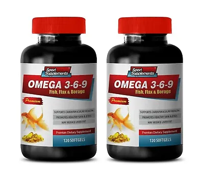$35.41 • Buy Brain Supplement - OMEGA 3 6 9 Fish Oil 1200mg - Clear Skin Acne - 2 Bottles