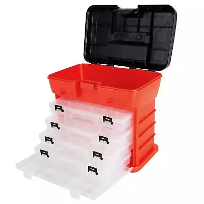 Stalwart Portable Tool Storage Box - Small Parts Organizer With 4 Trays • $18.10