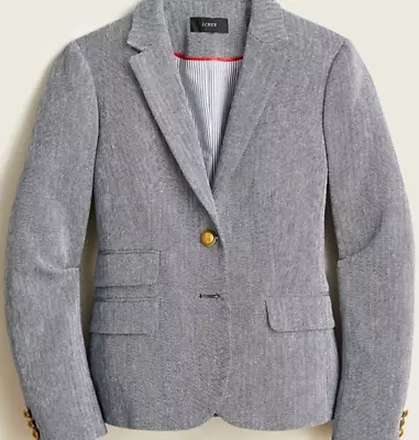 EUC J. Crew Dalton Blazer Blue Herringbone W FUNCTIONAL POCKETS • $45