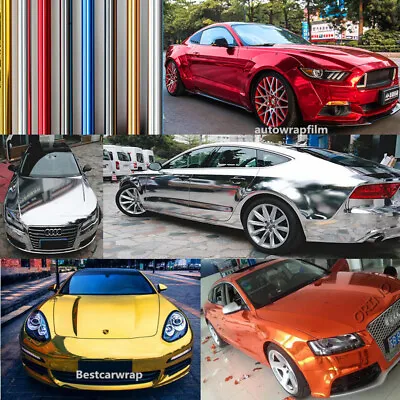 Car Glossy Flexible Chrome Foil Vinyl Film Wrap Sticker Graphics Bubble Free PVC • $3.51