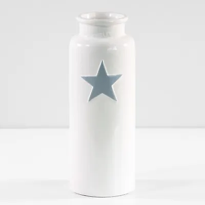 30cm Tall White Grey Star Ceramic Vase Flowers Artificial Table Home Decoration • £17