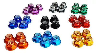 1/8 Scale RC Buggy Anodised Alloy M5 5mm Thread Flanged Nylon Lock Nut X 4 HSP • £5.53