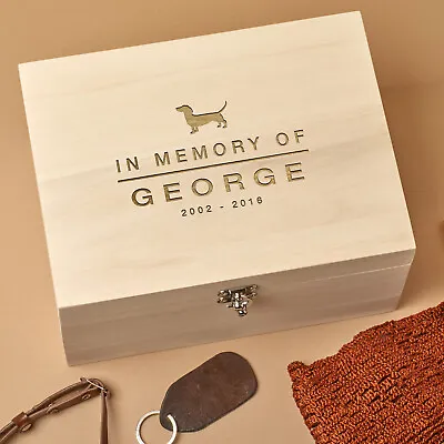 Personalised Laser Engraved Wooden  Dog Cat Pet  Keepsake Memory Box -InMemory • £20