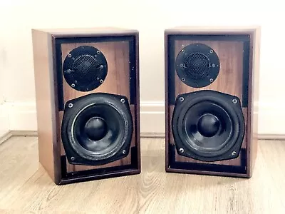 Vintage 1970s Goodmans Achromat 100 Bookshelf Speakers Sequential Serial Numbers • £175