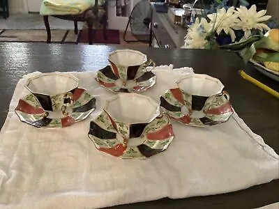 Vintage Ucagco China Three Footed Cups And Saucers.. Set Of Four.. Japan • $24.99