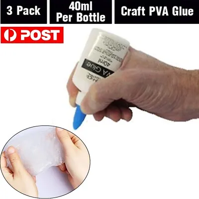 $8.95 • Buy 3pcs PVA Glue Craft Clear Non Toxic Washable Slime Making Scrapbook All Purpose