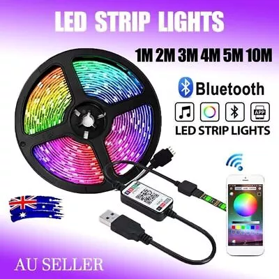NEW LED Strip Lights RGB USB IP65 Waterproof 1M-10M 60-300 LEDs Bluetooth 5V AU • $1.99