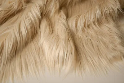 Golden Faux Fur Fabric Lion Faux Fur Long Pile Fur 8 X 8cm SAMPLE ONLY New • $8