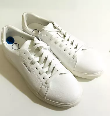 New Calvin Klein Mens All White Designer Lace Up Shoes • £65