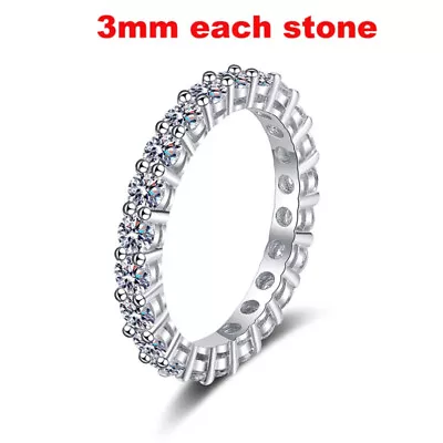 3-5mm D Color Moissanite Eternity Ring For Women Man 925 Sterling Silver Band • $36.99