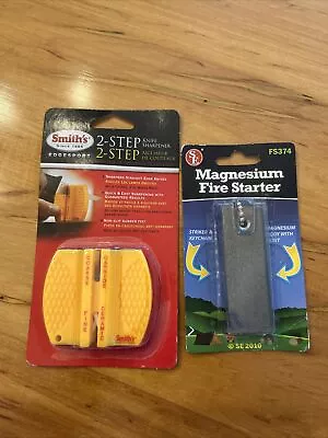 MAGNESIUM FIRE STARTERS BLOCK EMERGENCY FLINT SURVIVAL CAMPING With Sharpener . • $12.99