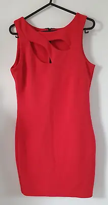 £8.99 • Buy Bright Red Sleeveless Cut Out Detail Body-con Mini Dress Size 8 USED EX.CON