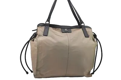 Authentic BURBERRY Vintage Shoulder Tote Bag Nylon Leather Khaki Green 6848H • $0.99