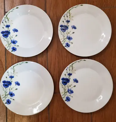 H2K Home To Kitchen Blue Cornflower 7-3/4  Salad Plates - Set Of 4 • $12.95