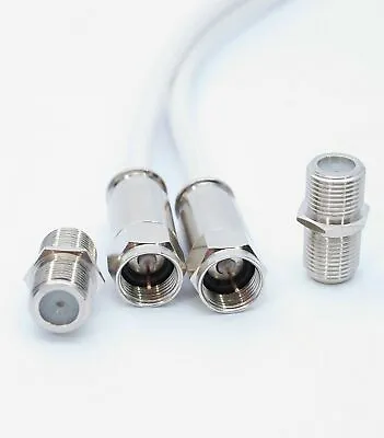 £2.99 • Buy 1m Twin Satellite Shotgun Coax Cable Extension Kit Fitted F Connectors For Sky