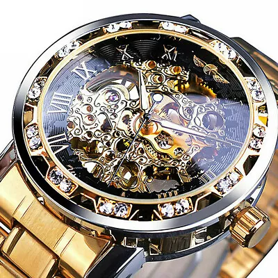 £20.39 • Buy Winner Men's Hollow Skeleton Mechanical Watch Self-Winding Stainless Steel Watch