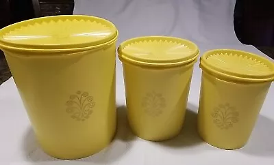 VTG Tupperware Servalier Yellow Nesting Storage Canister With Lid - Set Of 3 MCM • $27.50