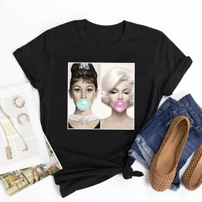 Marilyn Monroe And Audrey Hepburn T-Shirt Size S To 5XL • $18.99