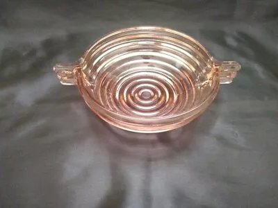 Vintage Pink Depression Glass Manhattan Candy Bowl / Nut Dish W/ Handles • $12