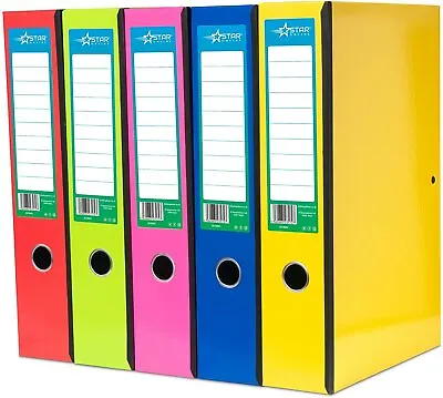 10 Office Box Files Colourful Lock Spring Foolscap Paper Over -Bright's DAMAGED • £19.99