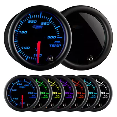 NEW 52mm GLOWSHIFT SMOKED LENS 7 COLOR LED OIL TEMP °F GAUGE METER KIT • $54.99