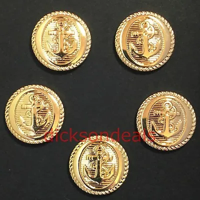 5 Anchor Military Sailor Buttons Gold Colour Plastic 15mm 18mm 21mm Sew On Shank • £3.45