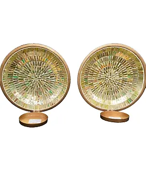 Mosaic Candle Holder Wall Sconces With Attached Reflector From India Gold Green • $20