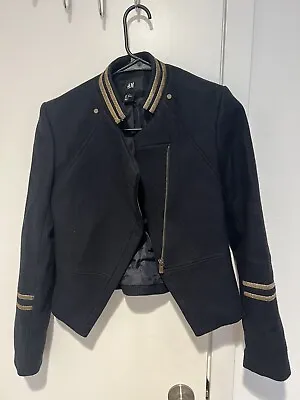 H&M Women’s Jacket Navy Blue With Gold Size 4 • $20