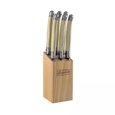 7pc Chateau Laguiole Stainless Steel Steak Knife Set W/ Block Cutlery Ivory • $49