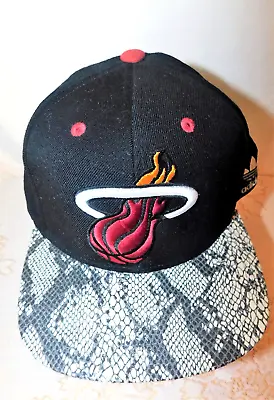 Adidas Miami Heat NBA Snapback Snakeskin Black Wool Hat Adjustable With Hologram • $17.99
