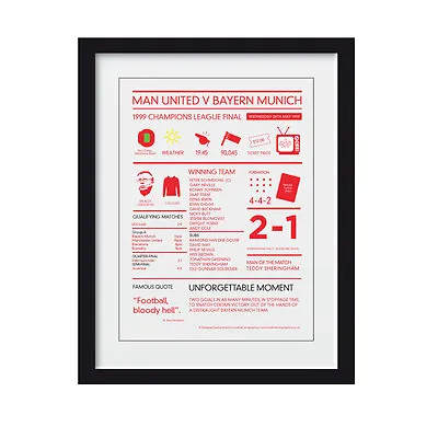 Man United V Bayern Munich 1999 .Champions League Final . Framed Poster.  • £40.16