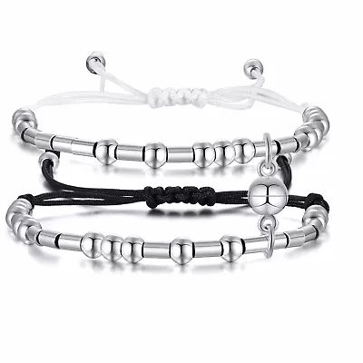 2pc Morse Code I Love You Couple Stainless Steel Bracelet Distance Matching Gift • $13.99