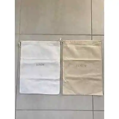 J. Crew Logo Drawstring Storage Dust Bags Beige 14 X 10 Cotton Italy Set • $18