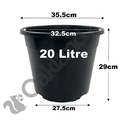 Black Plastic Plant Pots 1 2 3 4 5 7.5 10 12 15 20 Litre Large Flower Pot Strong • £259.75