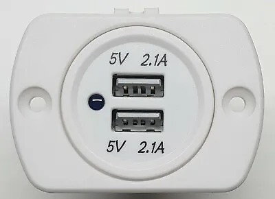 Dual Usb 4.2a Charger White 12v 24v Socket Outlet Flush Mount 4x4  Car Marine Au • $19.95