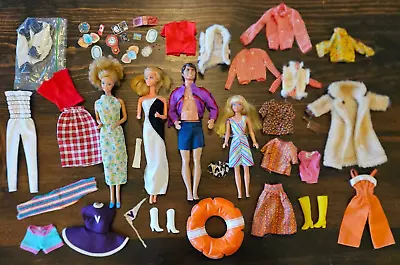 Vintage 1970s & 1980s Barbie Lot. Western Barbie + Ken. Magic Curl Barbie + More • $39.50