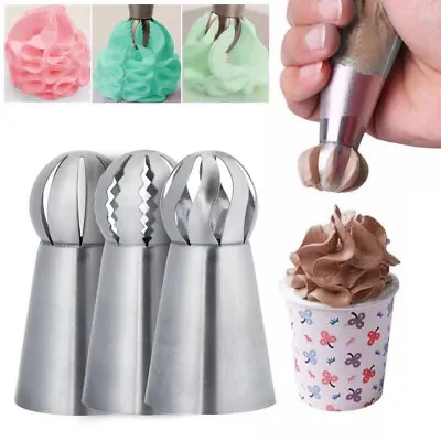 6x Sphere Ball Russian Icing Piping Stainless Steel Nozzles Tips Pastry Cupcake • £4.69