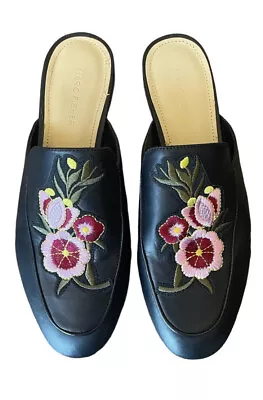 Marc Fisher Wrangler Shoes Womens Size 9 Leather Embroidered Floral Mule Loafer • $27.90