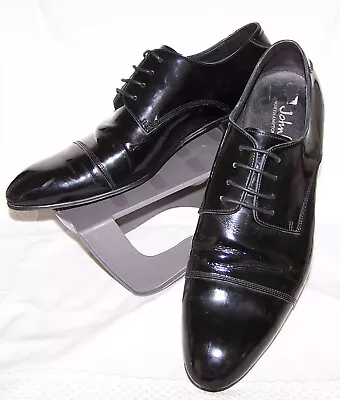 Mens Shoes Size 9 John White  Black Patent Leather • £17.99