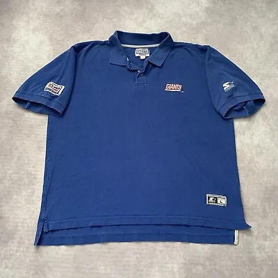 Vintage 90s Starter New York Giants Polo Shirt Size L NFL Pro Line Embroider     • $22.50