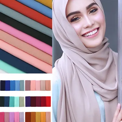 £5.50 • Buy 175X80 Maxi *Chiffon* Premium Quality Plain Scarf Hijab Sarong Showl Large Silk