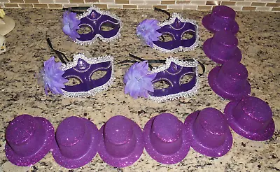 New Bundle Mardi Gras Face Eye Mask Party Top Hats Supplies Purple Theme Crafts • $23.99