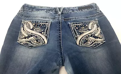 VANITY Collection Womens Denim Blue Jeans SIZE 29 X 33 Premium Curvy Cotton Pol • $24.99