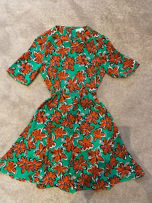 £10 • Buy Warehouse 60s Bold Print Short Shift Dress Green And Red
